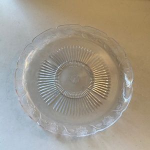 Acrylic 11” Regaline Round Platter with Scalloped Raised Edges Floral Design